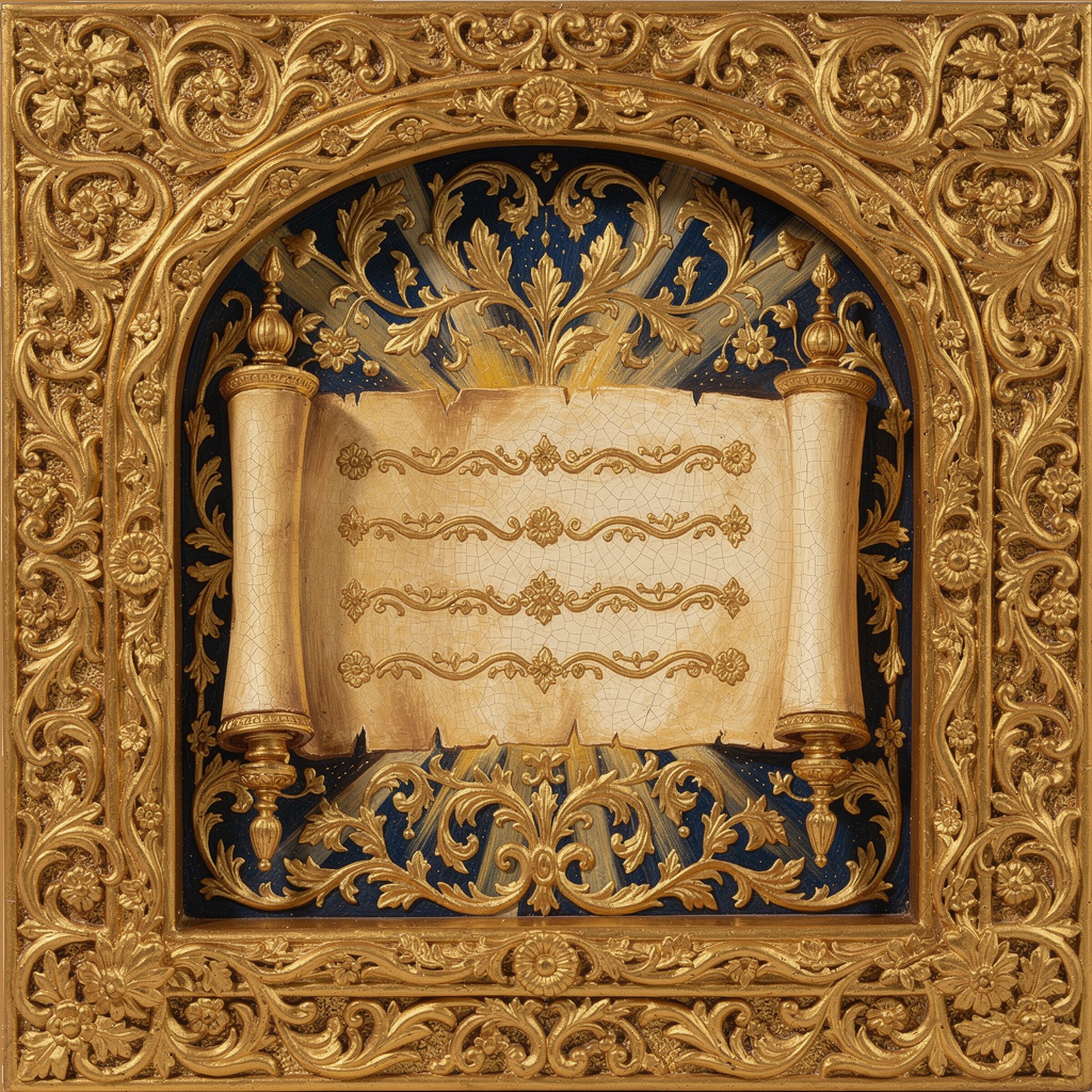 Illuminated Torah scroll, Yeshua's mitzvot written on the heart.