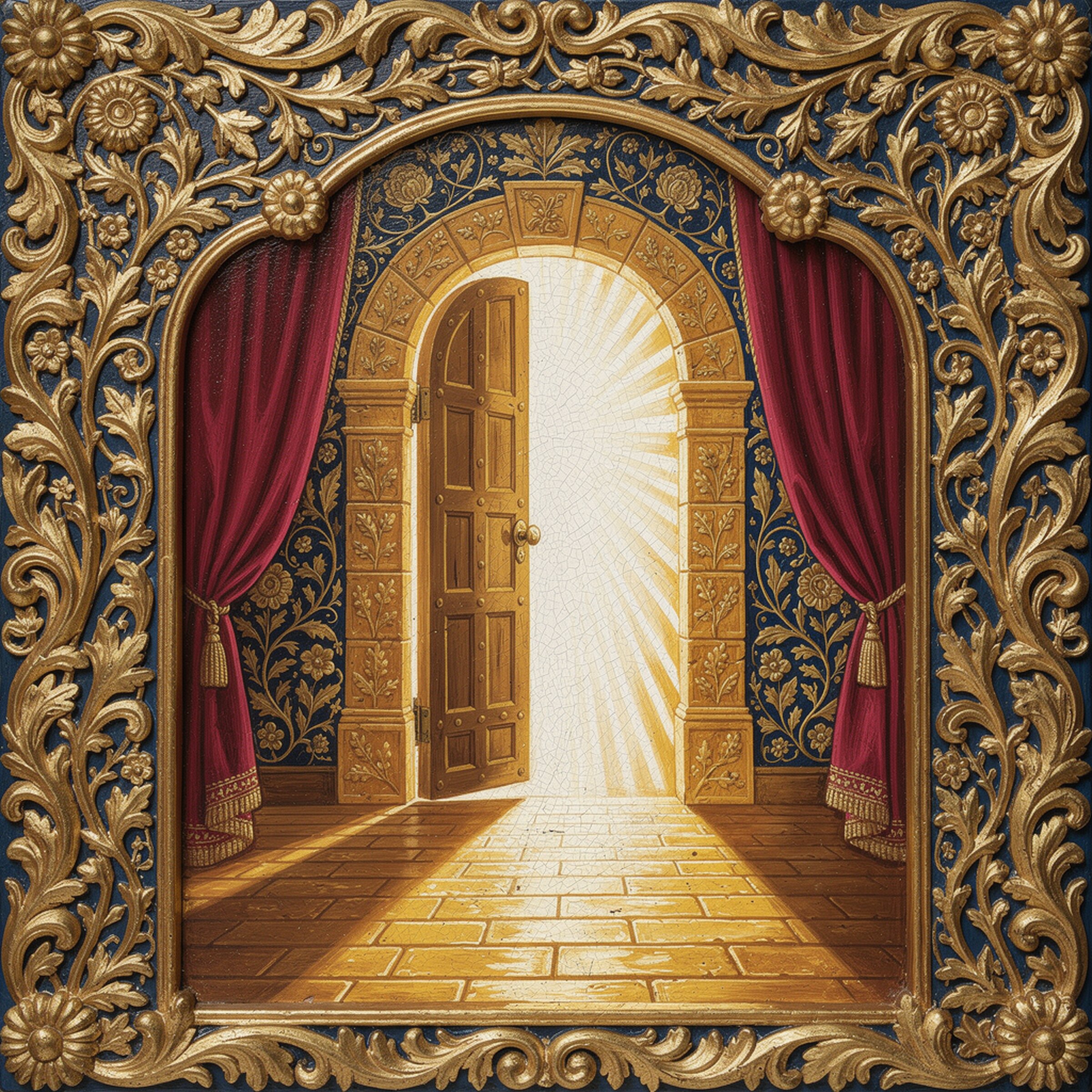An illuminated doorway opening into white light — the Way to the Father.